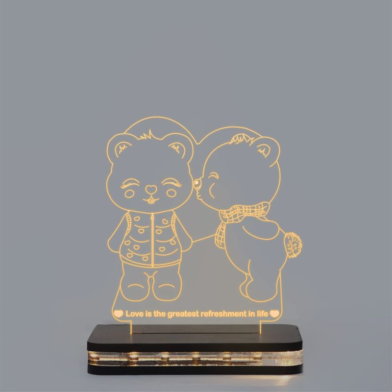 Cute Teddy lamp Acrylic Led Light Gift for Loveable Person Warm White Light