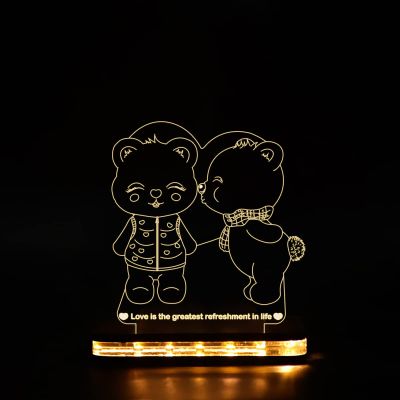 Cute Teddy lamp Acrylic Led Light Gift for Loveable Person Warm White Light