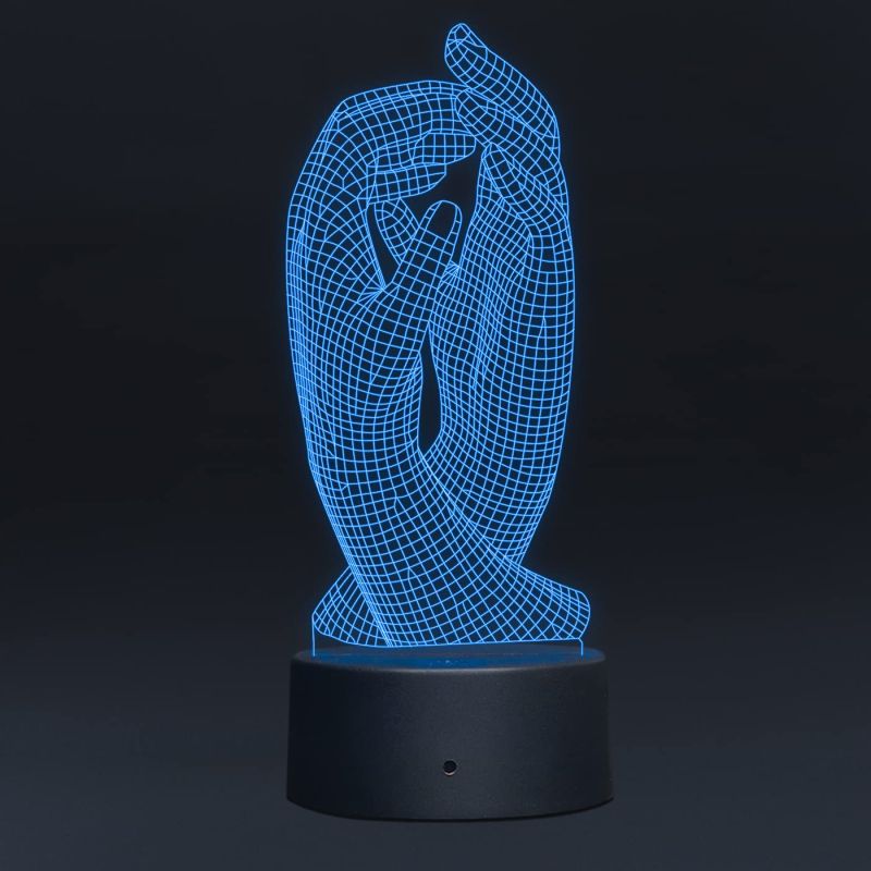 3D Illusion Couple Hand Night lamp for Bedroom Decor Light 7 Color Changing Light with Remote