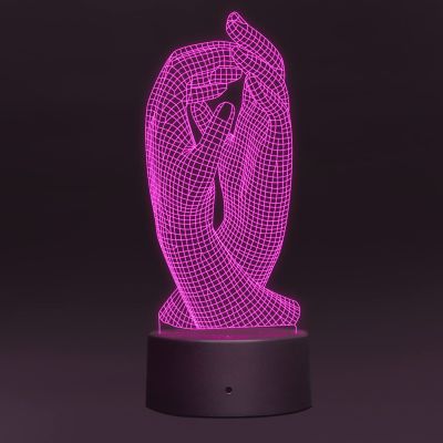 3D Illusion Couple Hand Night lamp for Bedroom Decor Light 7 Color Changing Light with Remote