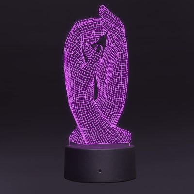 3D Illusion Couple Hand Night lamp for Bedroom Decor Light 7 Color Changing Light with Remote