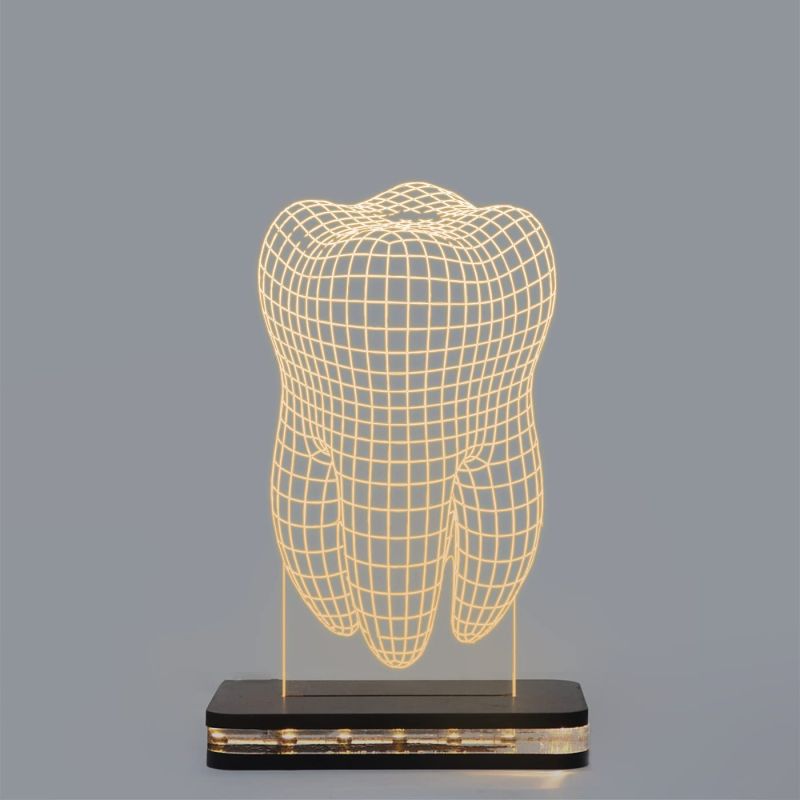 Teeth 3D Illusion Night lamp Warm White Light with 12V 1 amp Power Adapter Desk Table lamp