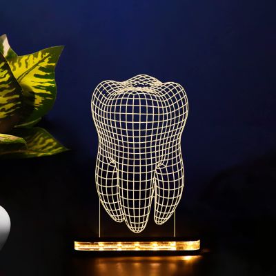 Teeth 3D Illusion Night lamp Warm White Light with 12V 1 amp Power Adapter Desk Table lamp