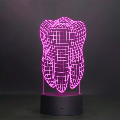 Teeth 3D Illusion LED Night lamp with 7 Color Changing Light & Remote Control