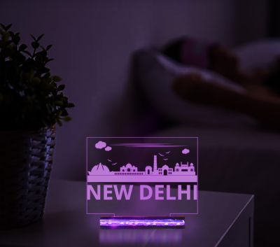 3D Illusion New Delhi Famous Place in One Frame Night Lamp 16 Color Changing Light with Remote