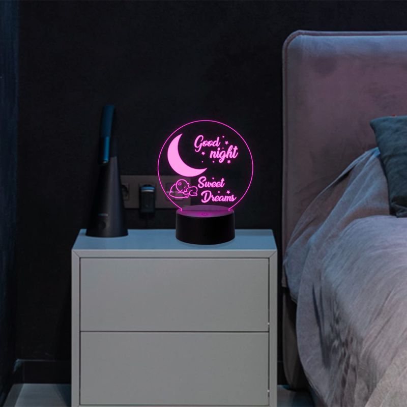 Good Night 3D Acrylic lamp for Home Decoration 7 Color Changing Light with Remote Control