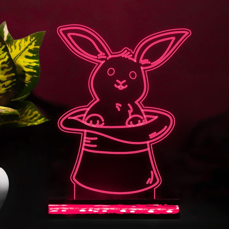 3D Illusion bunny369 Rabbit Night lamp for Kids Room & Gifts Acrylic Desk Table lamp (Multicolored)