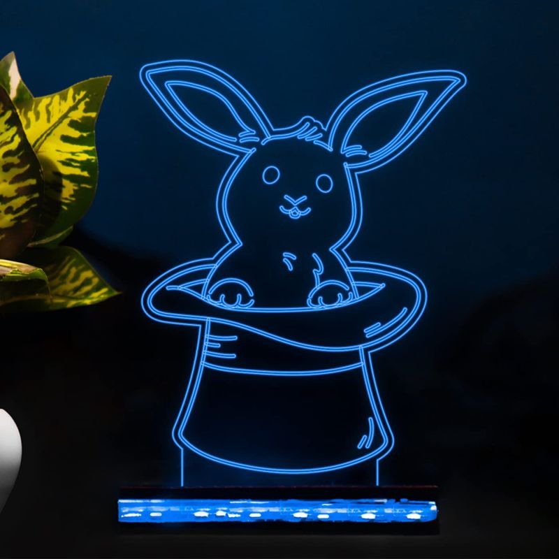 3D Illusion bunny369 Rabbit Night lamp for Kids Room & Gifts Acrylic Desk Table lamp (Multicolored)