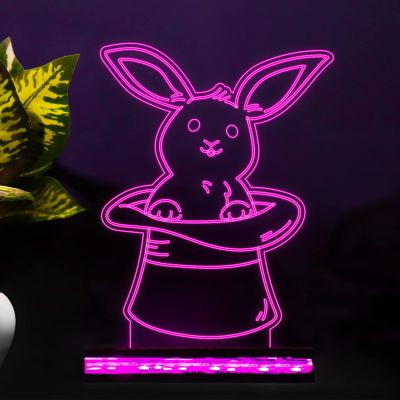 3D Illusion bunny369 Rabbit Night lamp for Kids Room & Gifts Acrylic Desk Table lamp (Multicolored)