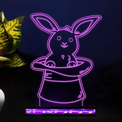 3D Illusion bunny369 Rabbit Night lamp for Kids Room & Gifts Acrylic Desk Table lamp (Multicolored)