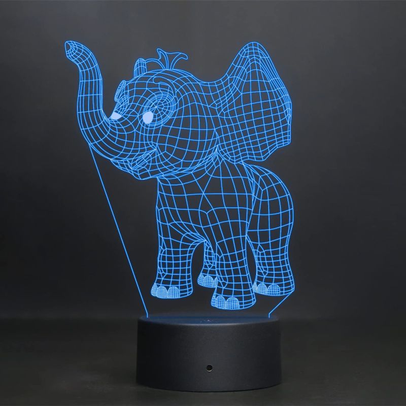 Elephant 3D Illusion Acrylic Night lamp 7 Color Changing Light & Remote Control