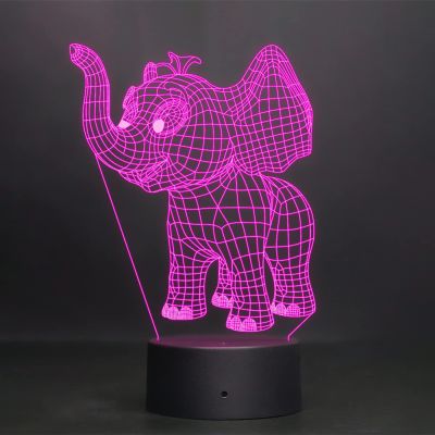 Elephant 3D Illusion Acrylic Night lamp 7 Color Changing Light & Remote Control