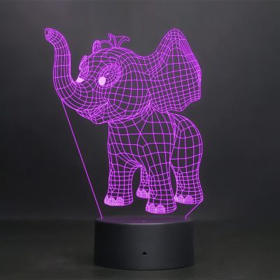 Elephant 3D Illusion Acrylic Night lamp 7 Color Changing Light & Remote Control