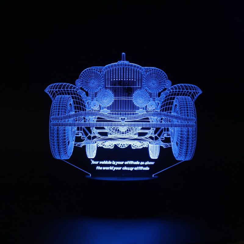 3D Optical Illusion Royal Classic car Night lamp with 7 Color Changing and 3 Lighting Modes with Remote Control