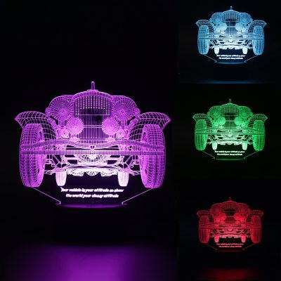 3D Optical Illusion Royal Classic car Night lamp with 7 Color Changing and 3 Lighting Modes with Remote Control