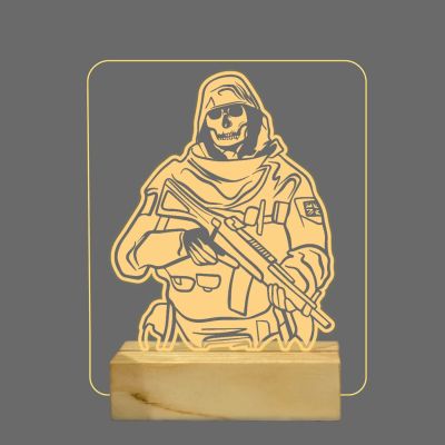 3D Illusion Call of Duty Ghost Night lamp Skull Led Decor Table lamp (Warm White Light)