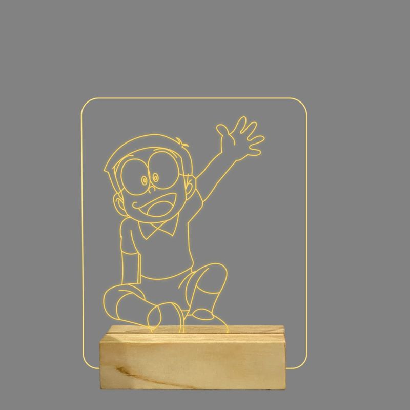 3D Illusion Nobita nightlighs Warm White Light with Adapter