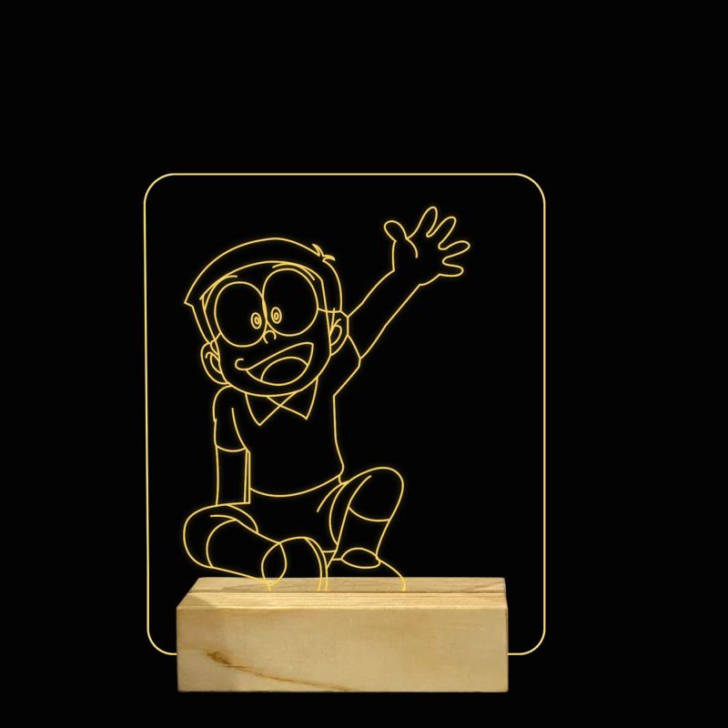 3D Illusion Nobita nightlighs Warm White Light with Adapter