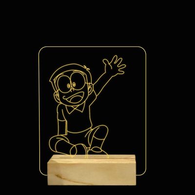 3D Illusion Nobita nightlighs Warm White Light with Adapter