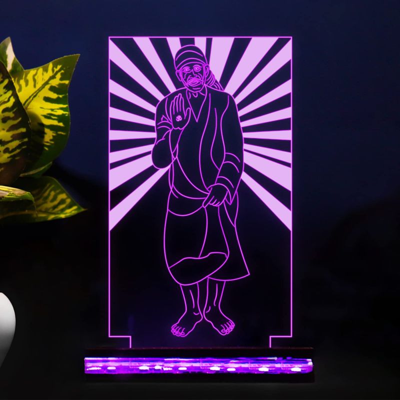 3D Illusion Sai Baba Night lamp 16 Color Changing Light with Remote Control