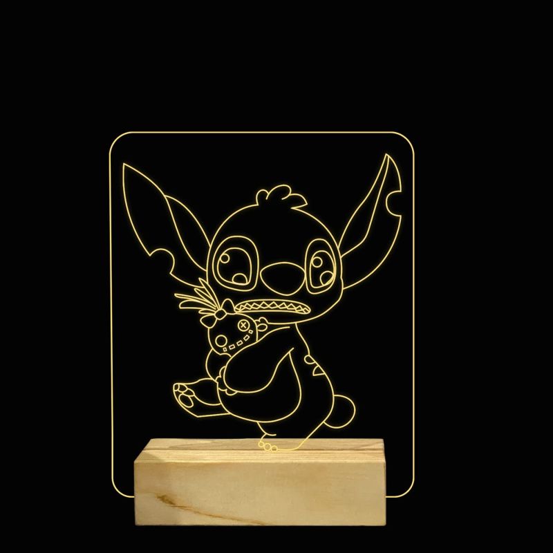 Stitch lilo856 Acrylic Night lamp for Gifts Warm White Light with 12V 1 amp Power Adapter