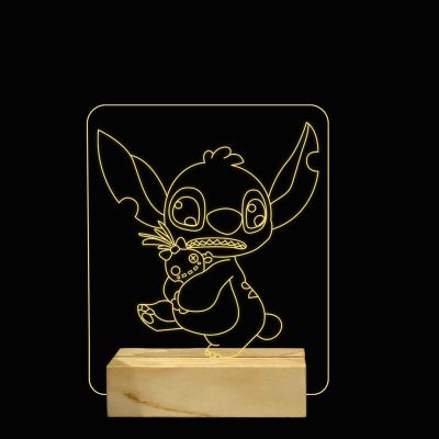 Stitch lilo856 Acrylic Night lamp for Gifts Warm White Light with 12V 1 amp Power Adapter