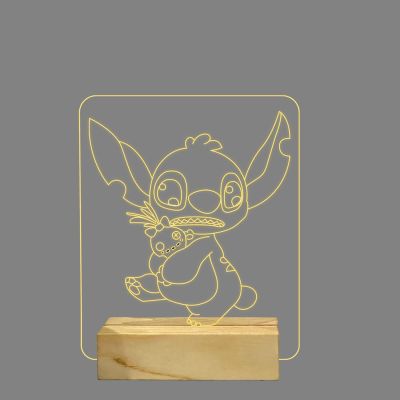 Stitch lilo856 Acrylic Night lamp for Gifts Warm White Light with 12V 1 amp Power Adapter