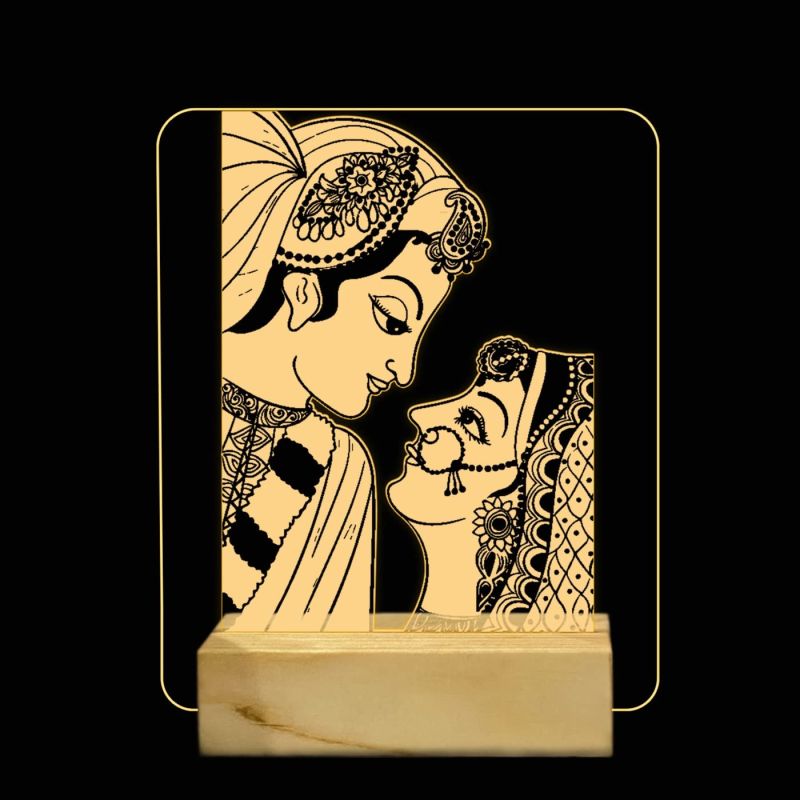 3D Illusion Hindu Lord Radha Krishna led lamp with Warm White