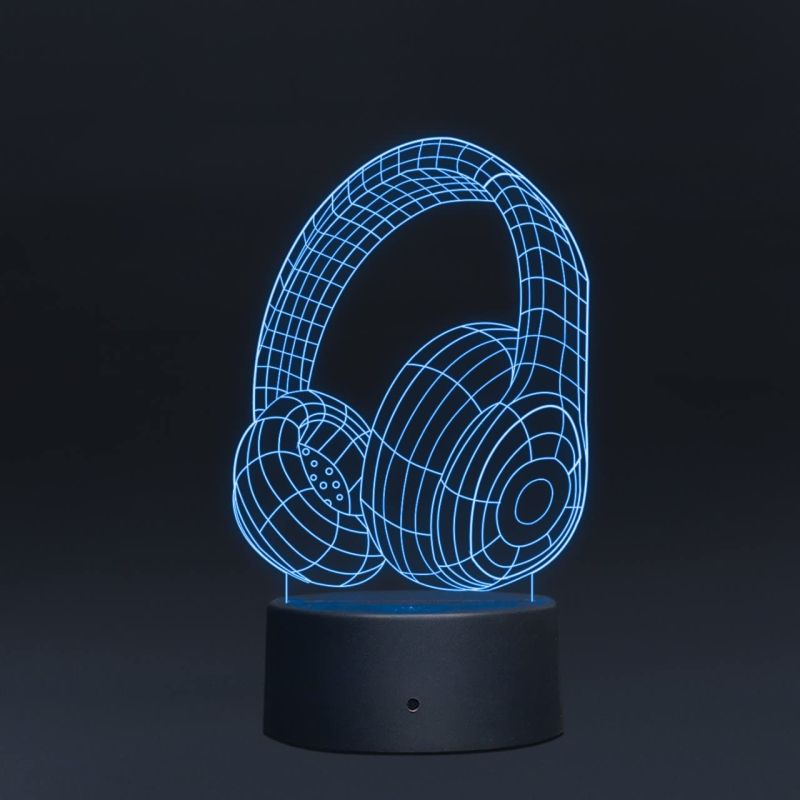Headphone 3D Illusion Night lamp 7 Color Changing Light with Remote Control