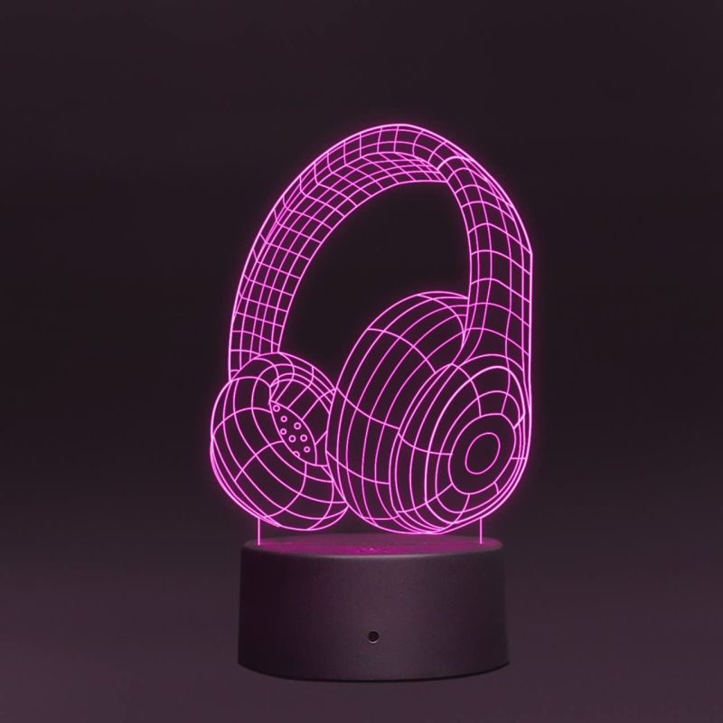 Headphone 3D Illusion Night lamp 7 Color Changing Light with Remote Control