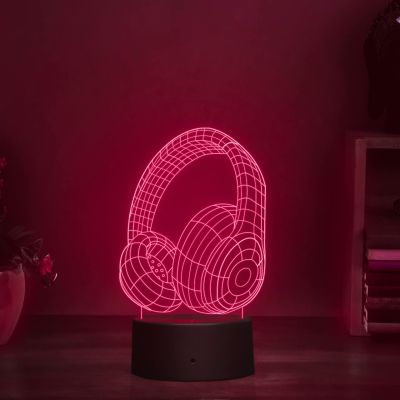 Headphone 3D Illusion Night lamp 7 Color Changing Light with Remote Control