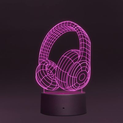 Headphone 3D Illusion Night lamp 7 Color Changing Light with Remote Control