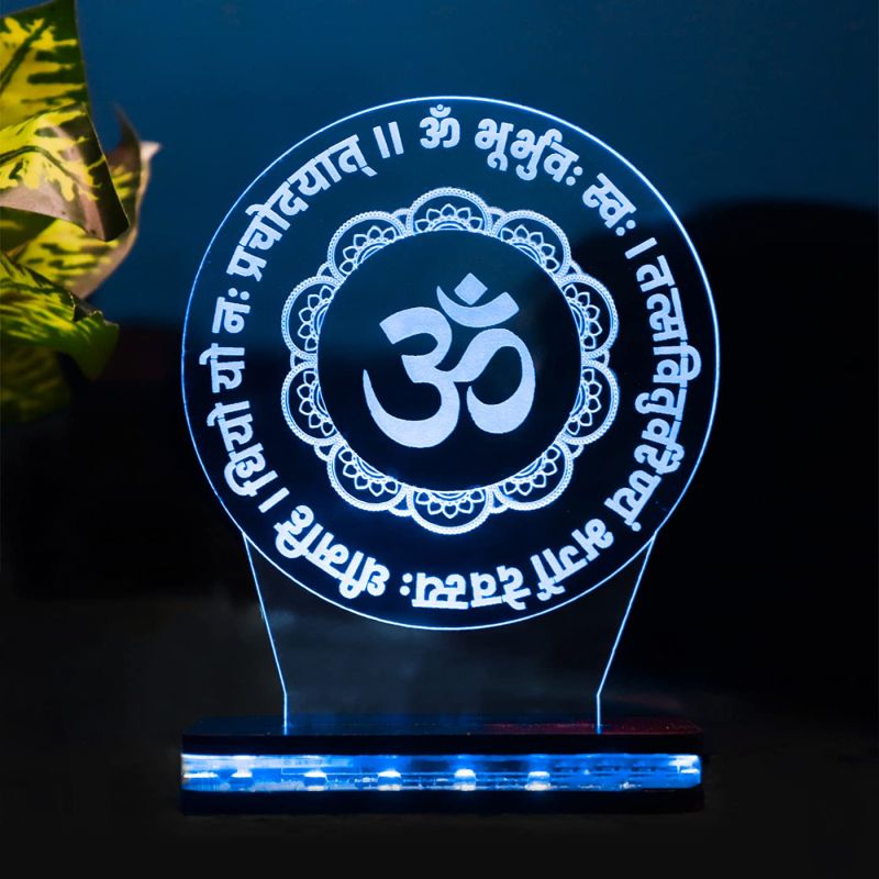 3D OM with Gayatri Mantra LED Night lamp 16 Color Changing Light with Remote Control