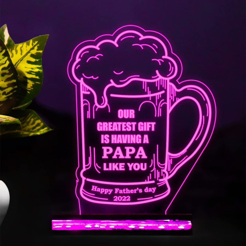 Beer Mug Design Acrylic Table lamp gifr for Father's Day 16 Color Changing Light with Remote Control