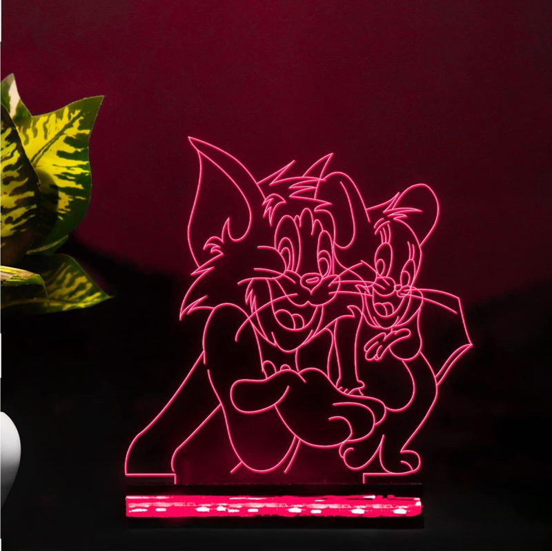 Lampada 3D LED Tom & Jerry - Palloncino Del Topo, Luce Notturna Per Bambini, Touch E Telecomando, 7 Colori, USB