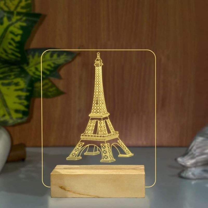3D Eiffel Tower Acrylic Night lamp with Warm white color