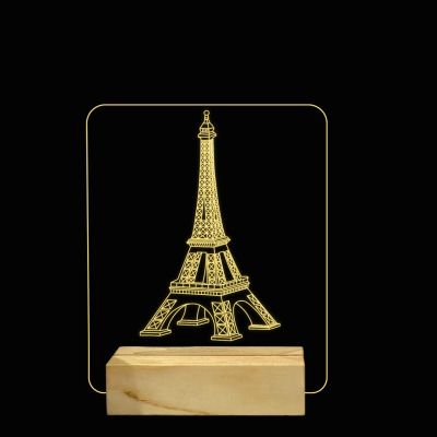 3D Eiffel Tower Acrylic Night lamp with Warm white color