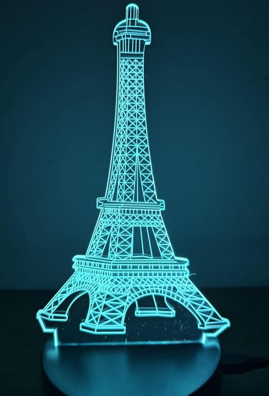 Blueberry 3D Acrylic LED Lamp Eiffel Tower Shaped Acrylic LED Light for Home for Room Table Lamp 7 Colors Touch Button