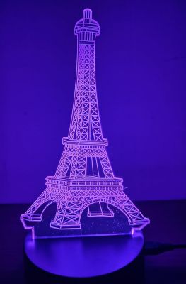 Blueberry 3D Acrylic LED Lamp Eiffel Tower Shaped Acrylic LED Light for Home for Room Table Lamp 7 Colors Touch Button