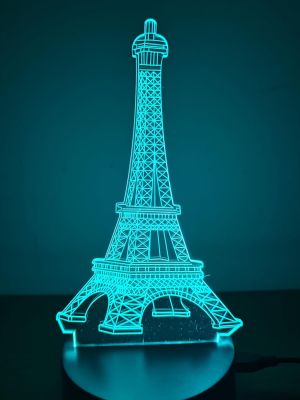 Blueberry 3D Acrylic LED Lamp Eiffel Tower Shaped Acrylic LED Light for Home for Room Table Lamp 7 Colors Touch Button