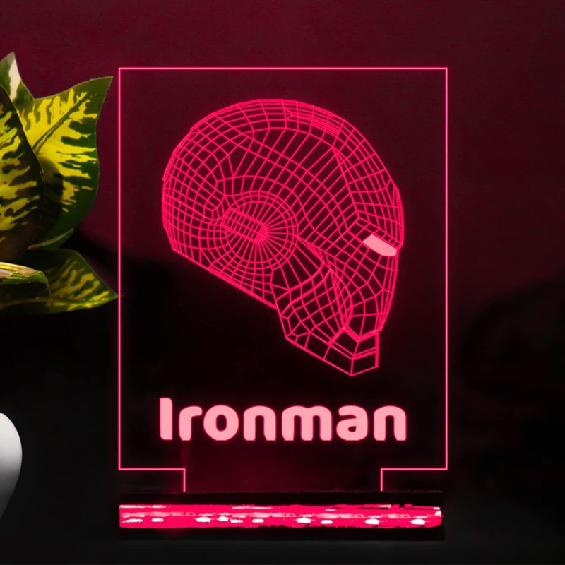 3D Illusion ironman499 Helmet Acrylic led Night lamp 16 Color Changing Light with Remote