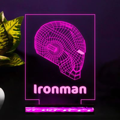 3D Illusion ironman499 Helmet Acrylic led Night lamp 16 Color Changing Light with Remote