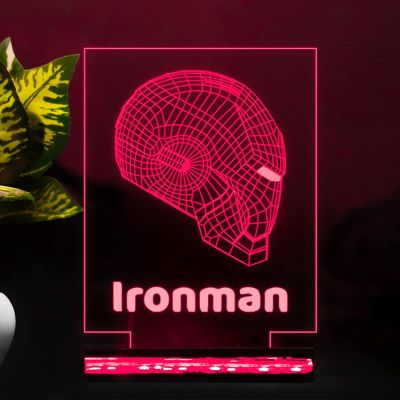 3D Illusion ironman499 Helmet Acrylic led Night lamp 16 Color Changing Light with Remote