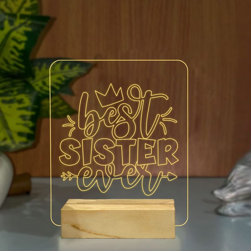 Sister Ever Acrylic Table lamp Warm White Light Gift for Sister