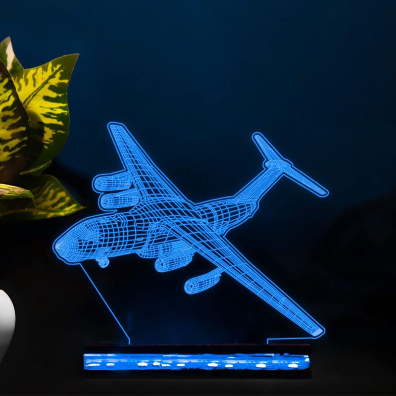 3D Optical Illusion Lamp C-17 Transport Air Plane 16 Color Changing Light with Remote