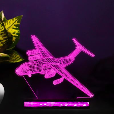 3D Optical Illusion Lamp C-17 Transport Air Plane 16 Color Changing Light with Remote