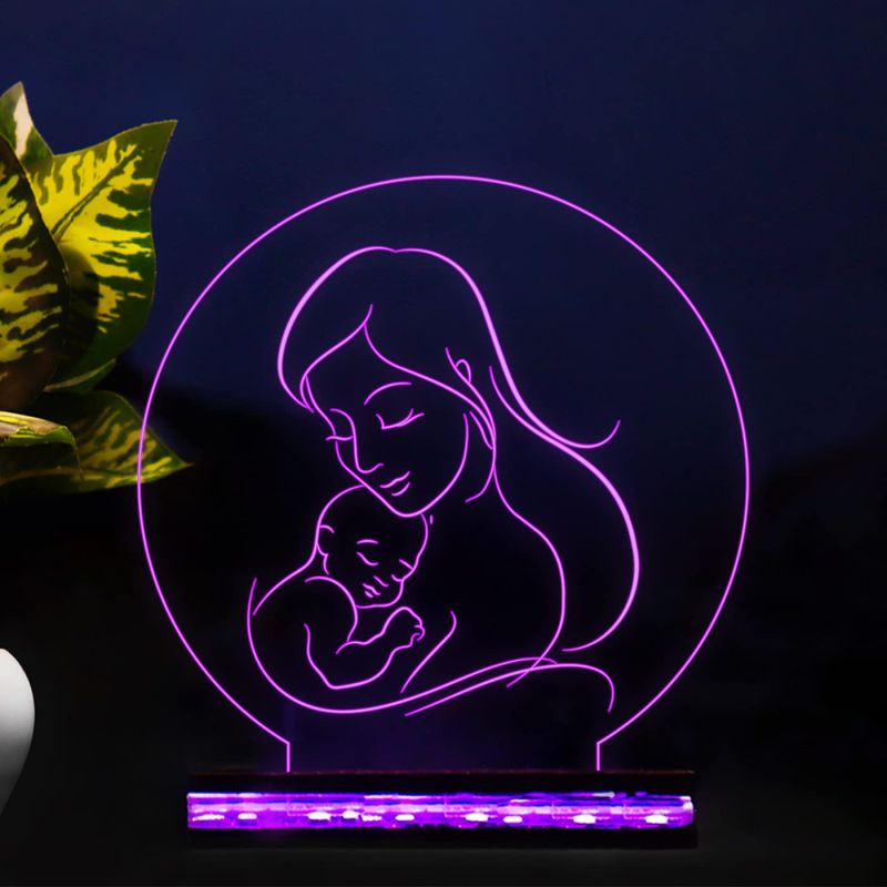 3D Illusion Mother Love Led Table Top Night Light Gift for mom 16 Color Changing Light with Remote