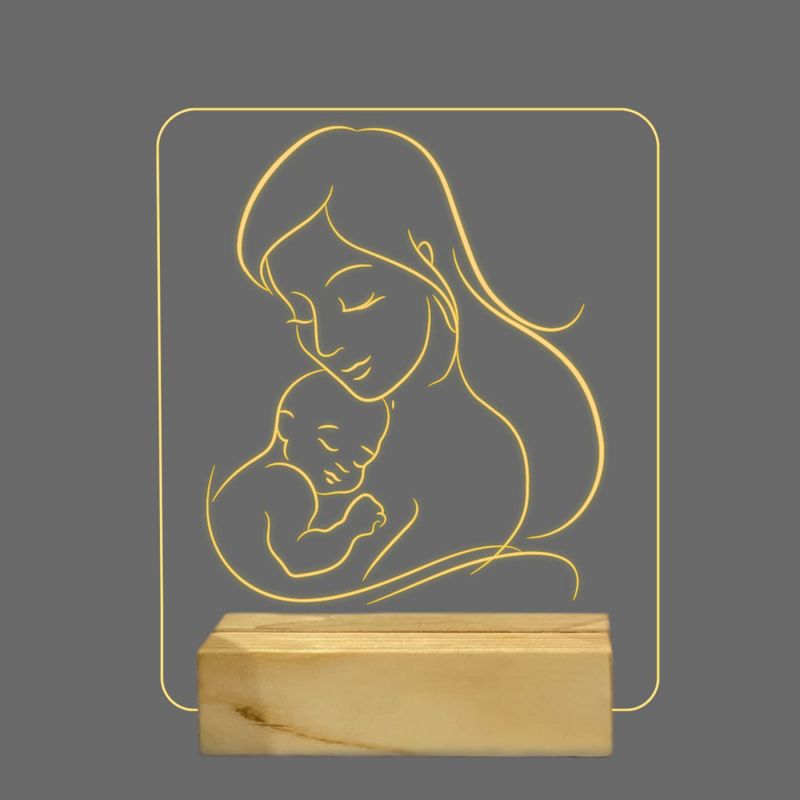 3D Illusion Mother Love lamp Gift for mom Birthday Warm White Light with 12V 1amp Power Adapter