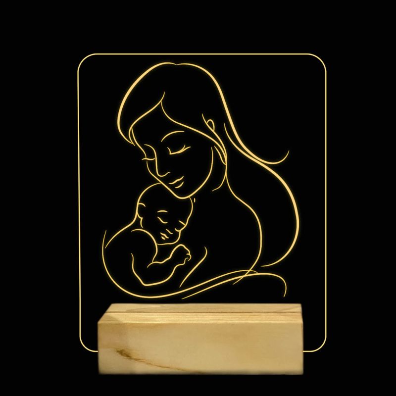 3D Illusion Mother Love lamp Gift for mom Birthday Warm White Light with 12V 1amp Power Adapter