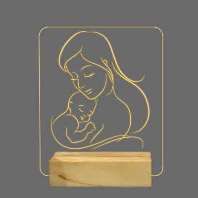 3D Illusion Mother Love lamp Gift for mom Birthday Warm White Light with 12V 1amp Power Adapter